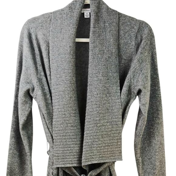 Isaac Mizrahi SZ M 100% Cashmere Sweater–Shawl Collar-Waist Tie-Pockets-Gray - Picture 3 of 5